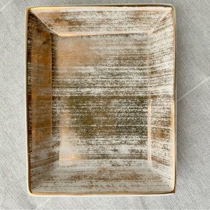Pending Amy K. J. Crew gold leaf trinket dish Free W/Purchase 4 x 5.5”